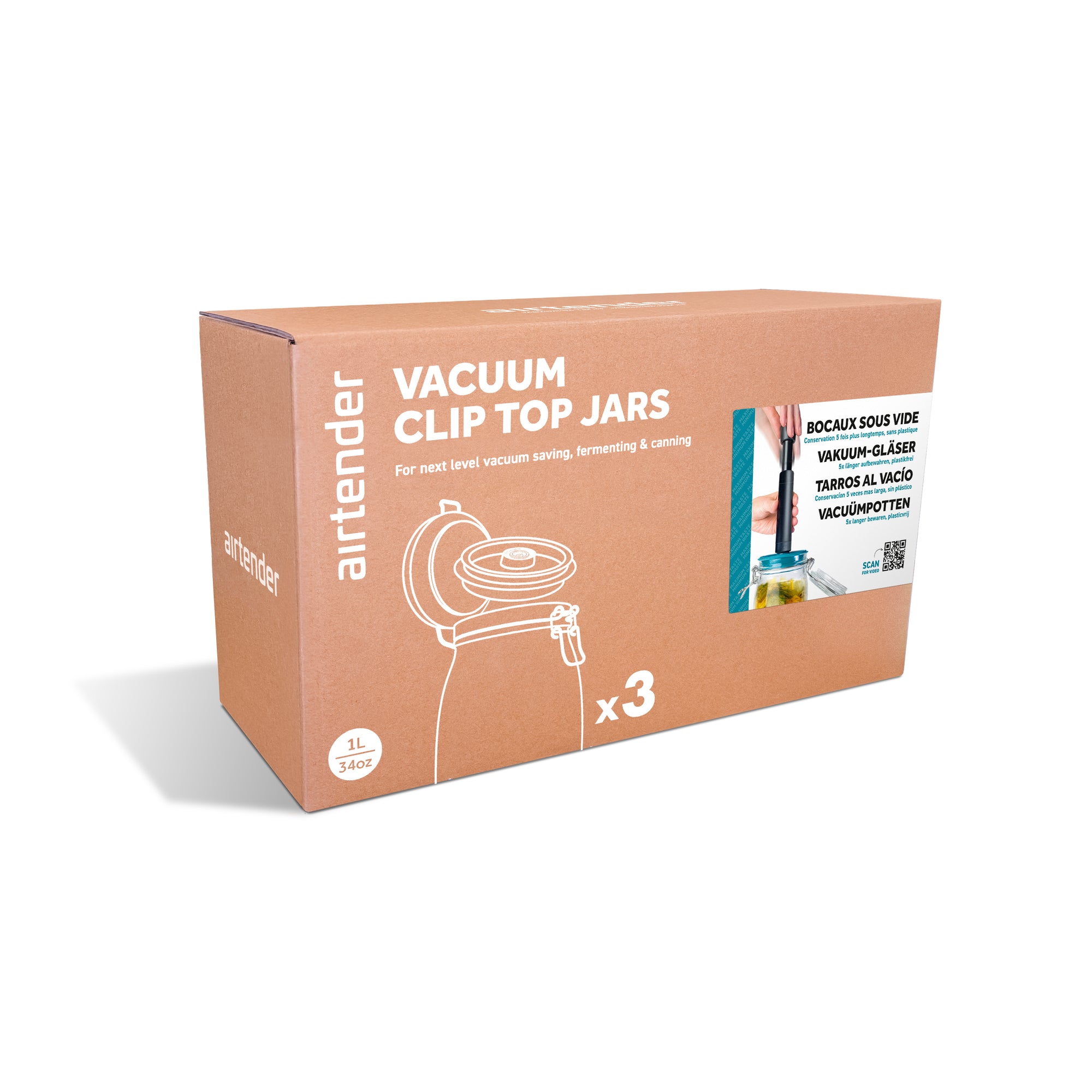 3x BEUGELPOT MET VACUÜMFUNCTIE 1000ml (ROND)